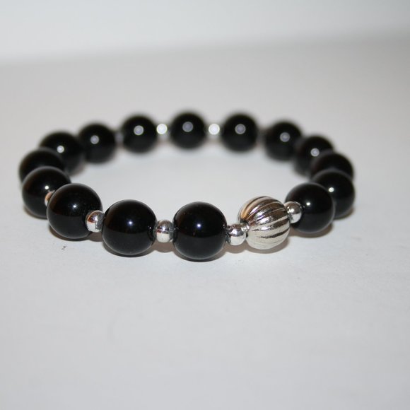 Beautiful silver and black bracelet 7" - Picture 3 of 4
